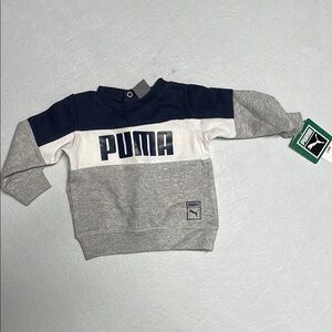 PUMA Kids Colorblock Sweatshirt - Navy, White, and Gray